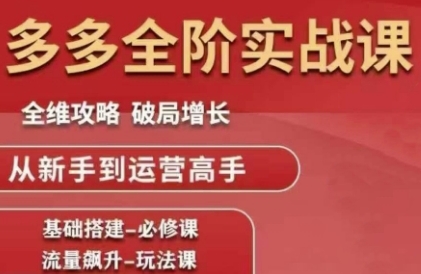 拼多多全阶实战课程，全维攻略，破局增长，从新手到运营高手-云享网创