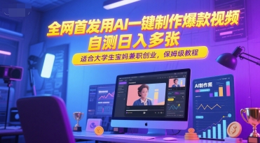 全网首发用AI一键制作爆款视频，自测日入多张，适合大学生宝妈兼职创业，保姆级教程-云享网创
