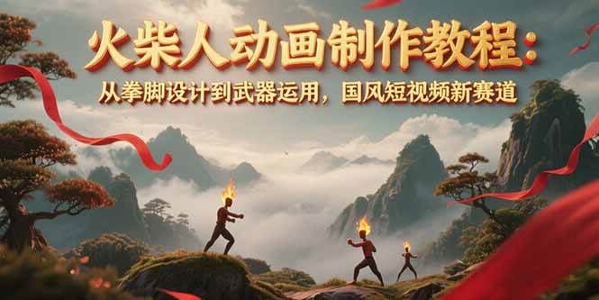 火柴人动画制作教程：从拳脚设计到武器运用，国风短视频新赛道-云享网创