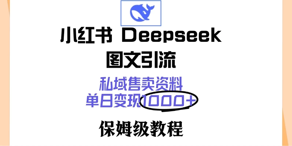 小红书 Deepseek 图文引流，私域售卖资料，单日变现1000+，保姆级教程-云享网创