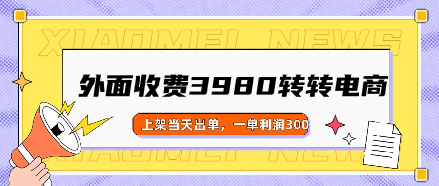 外面收费3980的转转电商玩法，上架当天出单，一单利润300-云享网创