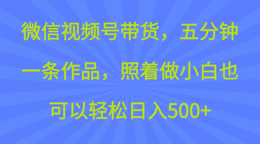 微信视频号带货，五分钟一条作品，照着做小白也可以轻松日入500+-云享网创