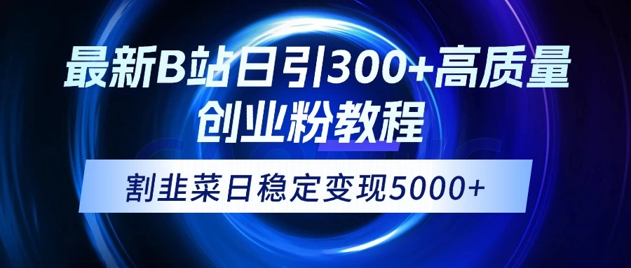 最新B站日引300+高质创业粉教程！“割韭菜”日稳定变现5000+！-云享网创