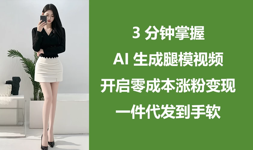 3分钟掌握AI生成腿模视频，开启0成本涨粉变现，一件代发到手软-云享网创