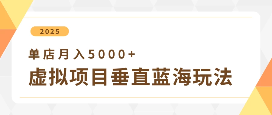 4月虚拟项目垂直玩法，冷门爆品+垂直蓝海，单店月入5000+-云享网创