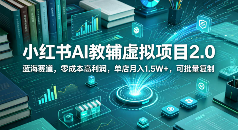 小红书AI教辅虚拟项目2.0，蓝海赛道，零成本高利润，单店月入1.5W+，可批量复制-云享网创