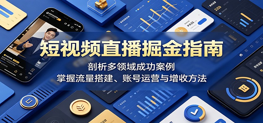 短视频直播掘金指南：剖析多领域成功案例，掌握流量搭建、账号运营与增收方法-云享网创