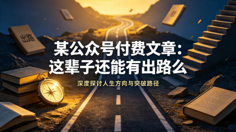 某公众号付费文章:这辈子还能有出路么-云享网创