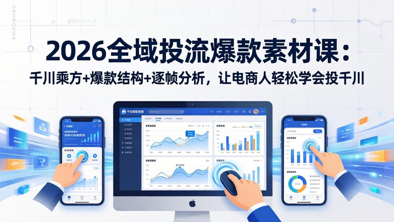2026全域投流爆款素材课：千川乘方+爆款结构+逐帧分析，让电商人轻松学会投千川-云享网创