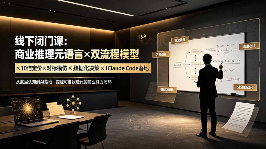 线下闭门课：商业推理元语言×双流程模型×10倍定价×对标模仿×数据化决策×Claude Code落地，击穿认知盲区-云享网创