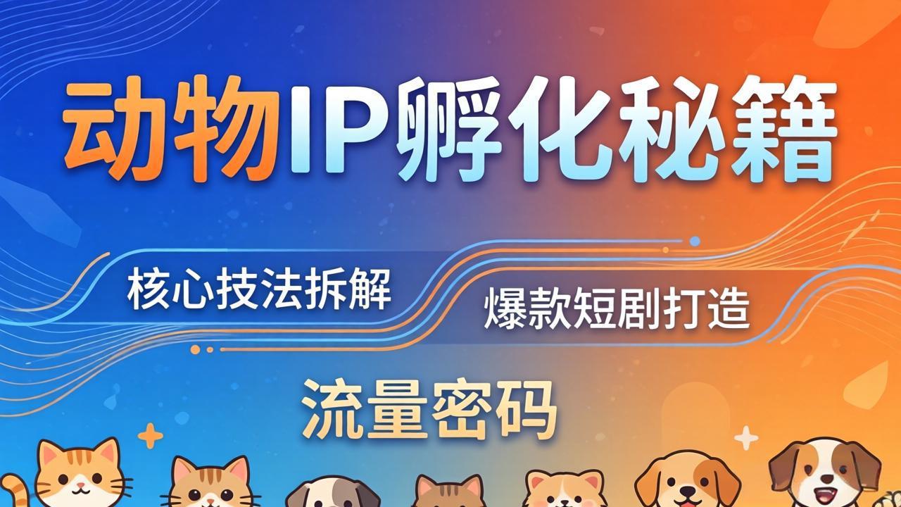 动物IP孵化全套秘籍，三大核心技法拆解，打造爆款萌宠短剧，轻松拿捏赛道流量密码-云享网创