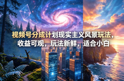 视频号分成计划现实主义风景玩法，收益可观，玩法新鲜，适合小白-云享网创