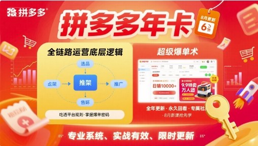 拼多多年卡【8月更新6节】拼多多全链路运营底层逻辑，超级爆单术-云享网创