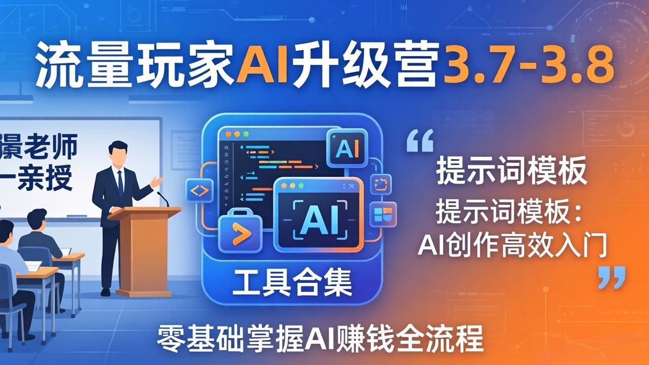 流量玩家AI升级营3.7-3.8全套资料：多老师亲授+工具合集+提示词模板，零基础掌握AI赚钱全流程-云享网创