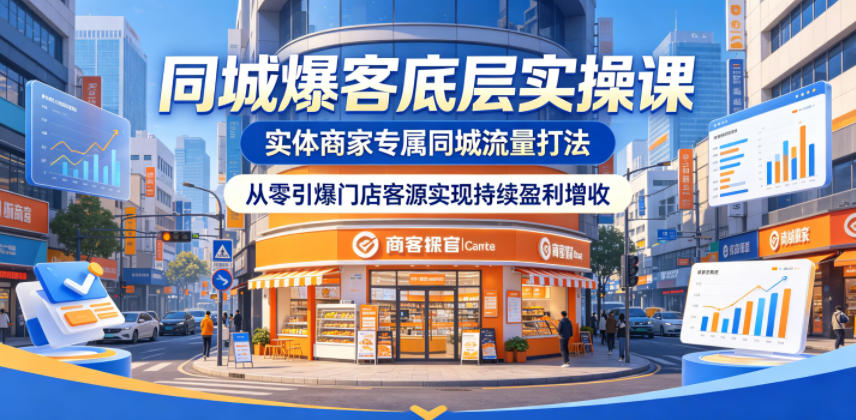 同城爆客底层实操课，实体商家专属同城流量打法，从零引爆门店客源实现持续盈利增收-云享网创
