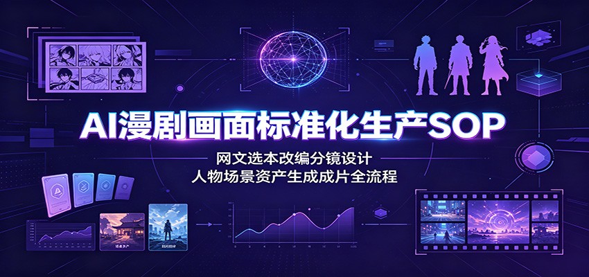 AI漫剧画面标准化生产SOP：网文选本改编分镜设计，人物场景资产生成成片全流程-云享网创