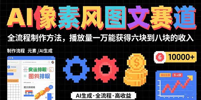 AI像素风图文赛道：全流程制作方法，播放量一万能获得6块到8块的收入-云享网创