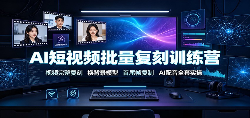 AI短视频批量复刻训练营：视频完整复刻，换背景模型、首尾帧复制、AI配音全套实操-云享网创