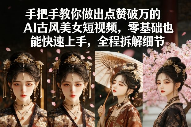 手把手教你做出点赞破万的AI古风美女短视频，零基础也能快速上手，全程拆解细节-云享网创