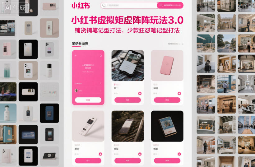 小红书虚拟矩阵玩法3.0,铺货铺笔记型打法,少款狂怼笔记型打法-云享网创