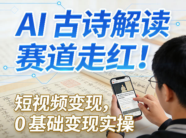 AI古诗解读赛道走红！短视频变现，0基础变现实操-云享网创
