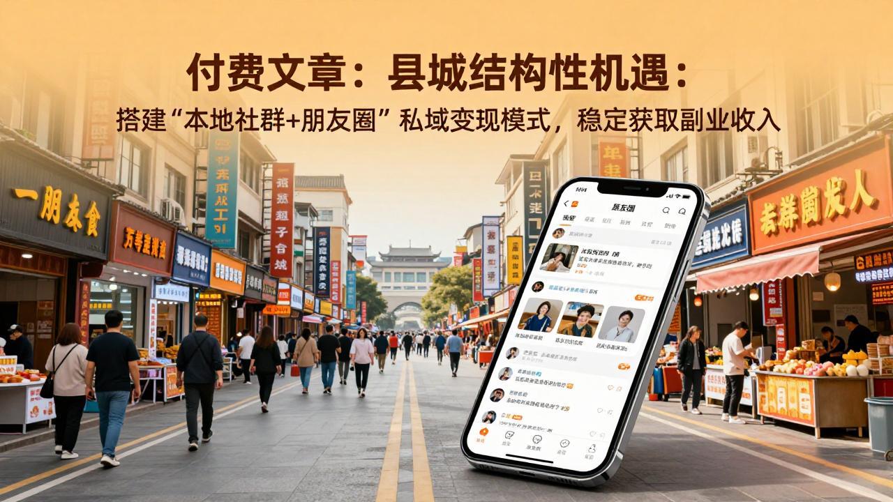 付费文章：县城结构性机遇：搭建“本地社群+朋友圈”私域变现模式，稳定获取副业收入-云享网创