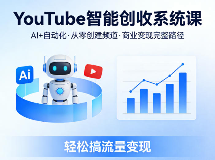 YouTube智能创收系统课，AI+自动化，从零创建YouTube频道并实现商业变现的完整路径，轻松搞流量变现-云享网创
