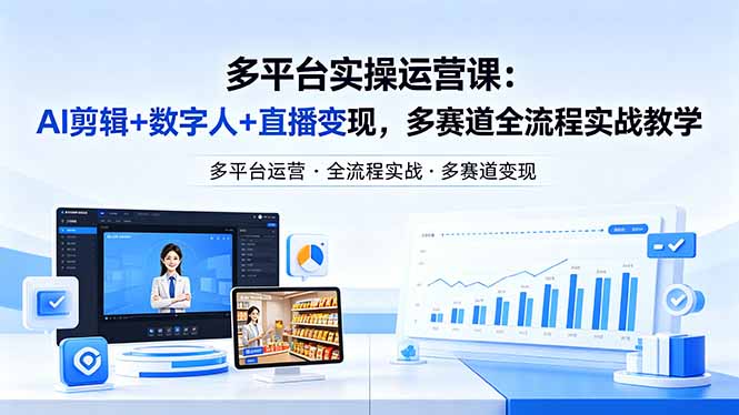 某团队多平台实操运营课-更新26年4月29：AI剪辑+数字人+直播变现，多赛道全流程实战教学-云享网创