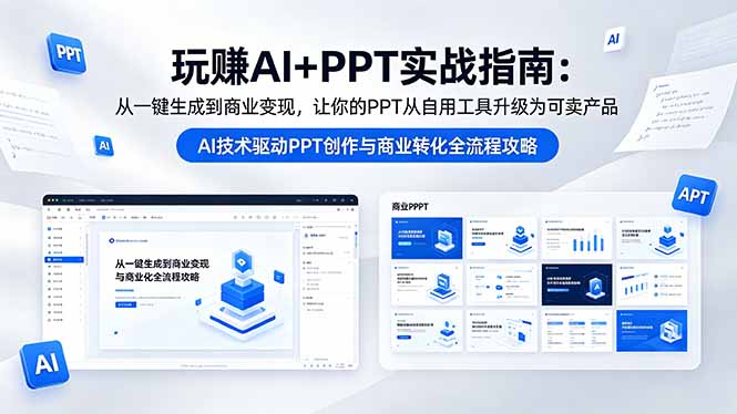 玩赚AI+PPT实战指南-更新5月13：从一键生成到商业变现，让你的PPT从自用工具升级为可卖产品-云享网创
