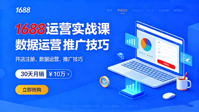 1688运营实战课：开店注册、数据运营、推广技巧，30天月销破10万+-云享网创