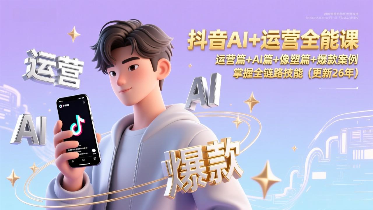 抖音AI+运营全能课，运营篇+AI篇+像塑篇+爆款案例，掌握全链路技能(更新26年-云享网创