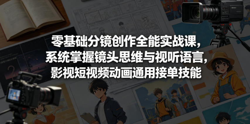 零基础分镜创作全能实战课，系统掌握镜头思维与视听语言，影视短视频动画通用接单技能-云享网创