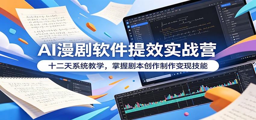 AI漫剧软件提效实战营：十二天系统教学，掌握剧本创作制作变现技能-云享网创