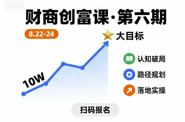 财商创富课第六期8月22-24号，如何从10W起步，一步步实现大目标-云享网创