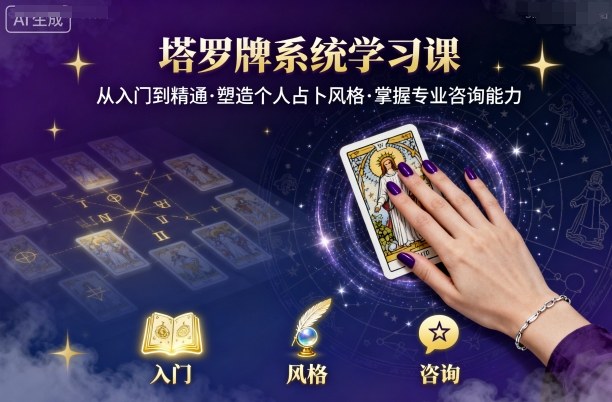 塔罗牌系统学习课，助你从入门到精通，塑造个人占卜风格，掌握专业咨询能力-云享网创