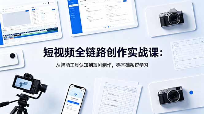 短视频全链路创作实战课：从智能工具认知到短剧制作，零基础系统学习-云享网创