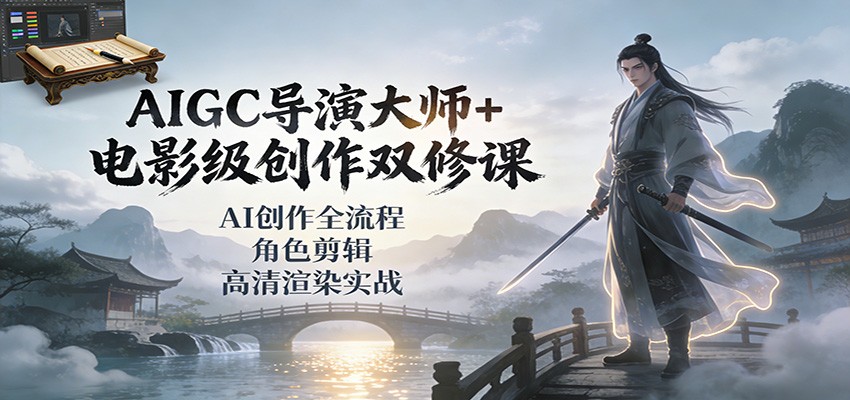 AIGC导演大师+电影级创作双修课:AI创作全流程、角色剪辑、高清渲染实战-云享网创