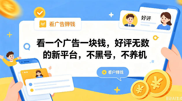 看一个广告一块钱，好评无数的新平台，不黑号，不养机，一撸几十块钱还是不错的【揭秘】-云享网创