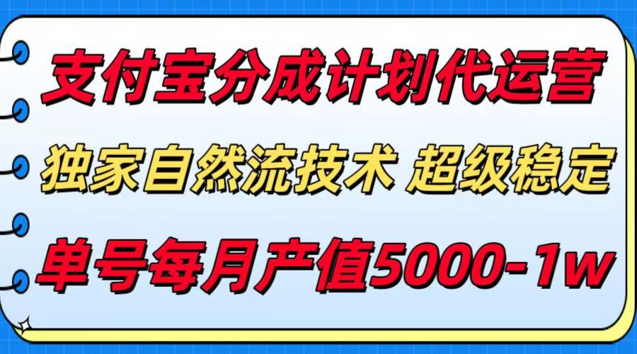 支付宝分成计划代运营，独家自然流技术，收益稳定，单号月产5000＋-云享网创