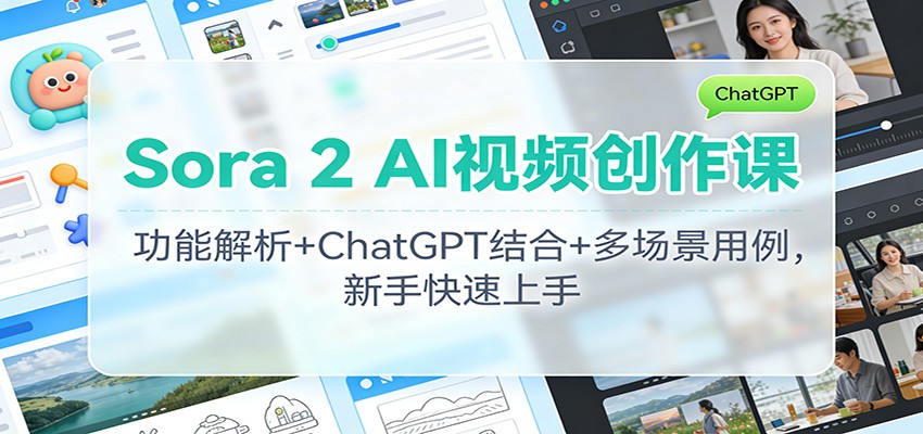 Sora 2 AI视频创作课:功能解析+ChatGPT结合+多场景用例,新手快速上手-云享网创