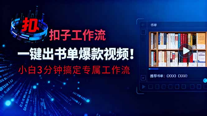利用扣子工作流一键生成书单爆款视频,小白三分钟搞定专属工作流-云享网创