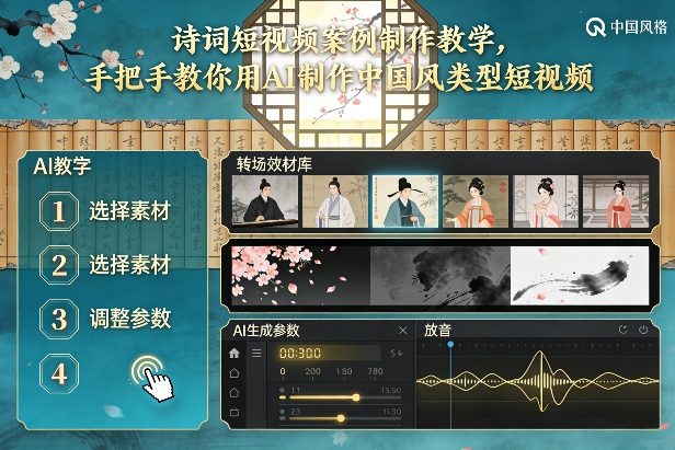 古诗词短视频案例制作教学，手把手教你用AI制作中国风类型短视频-云享网创