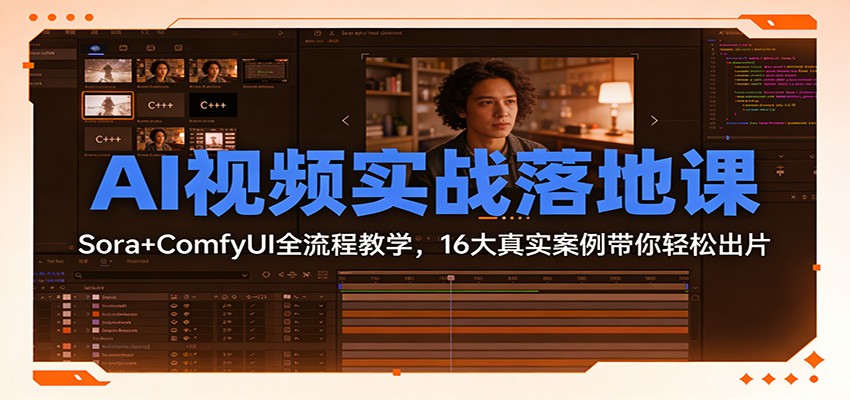 AI视频实战落地课：Sora+ComfyUI全流程教学，16大真实案例带你轻松出片-云享网创