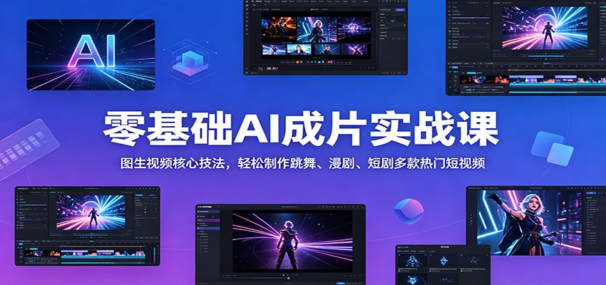 零基础AI成片实战课：图生视频核心技法，轻松制作跳舞、漫剧、短剧多款热门短视频-云享网创