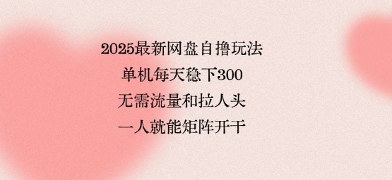 2025最新网盘自撸玩法，单机每天稳下3张，无需流量和拉人头，一个人就可轻松矩阵，全网独一份【揭秘】-云享网创