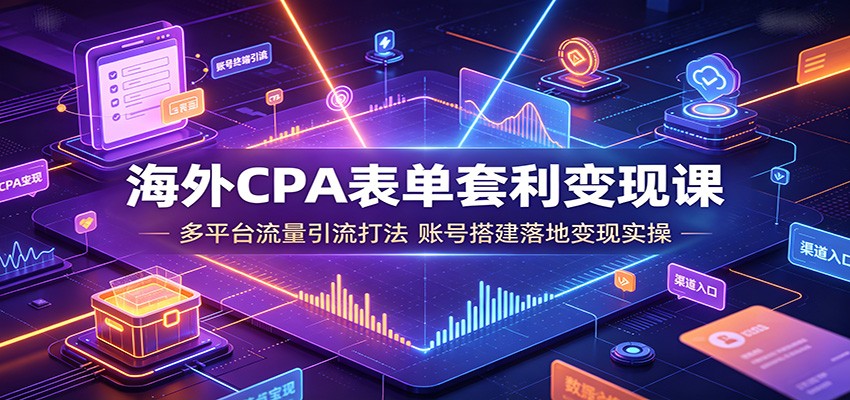 海外CPA表单套利变现课:多平台流量引流打法,账号搭建落地变现实操-云享网创
