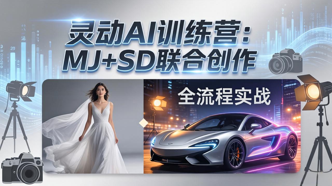 灵动AI训练营-3.0课程：MJ+SD联合创作，从婚纱大片到汽车广告，摄影后期全流程实战-云享网创