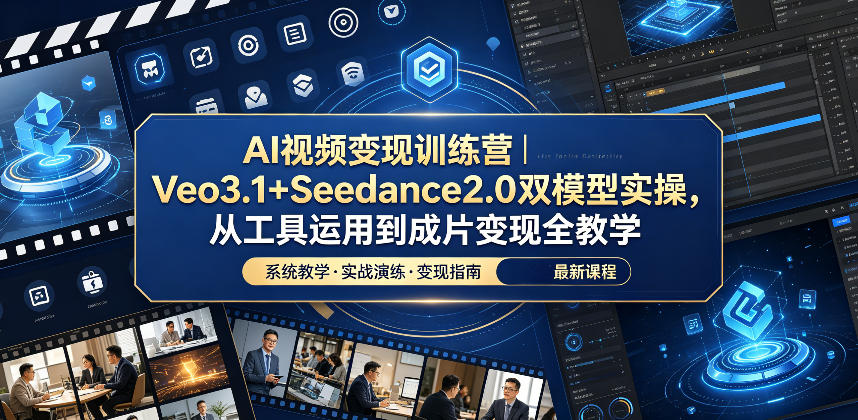 AI视频变现训练营｜Veo3.1+Seedance2.0双模型实操，从工具运用到成片变现全教学-云享网创