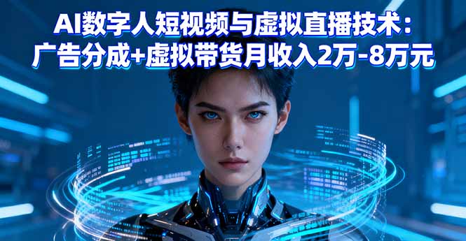 AI数字人短视频与虚拟直播技术:广告分成+虚拟带货月收入2万-8万元-云享网创