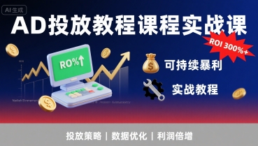 AD投放教程课程实战课,实现广告ROI300%+可持续暴利-云享网创